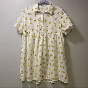 White Dress with Yellow Banana Print